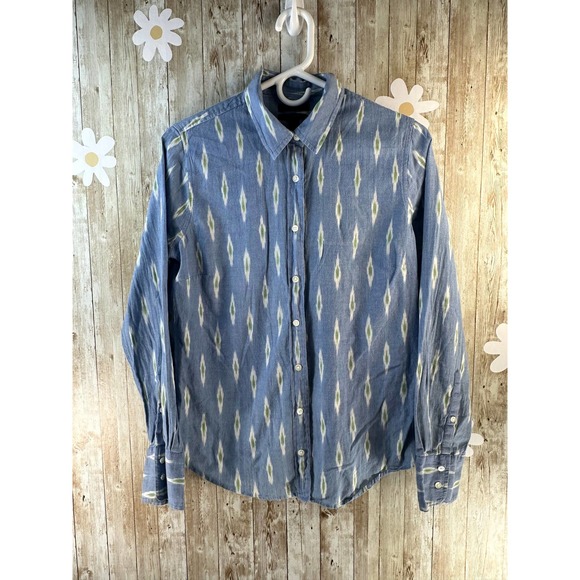 J.Crew Women's Button Up Shirt Womens Sz 8 Blue Black Plaid Printed Top Lot of 3 - Picture 2 of 14